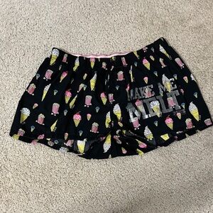 PINK Victoria's Secret Black Ice Cream & Popcorn Print High-Waist Shorts